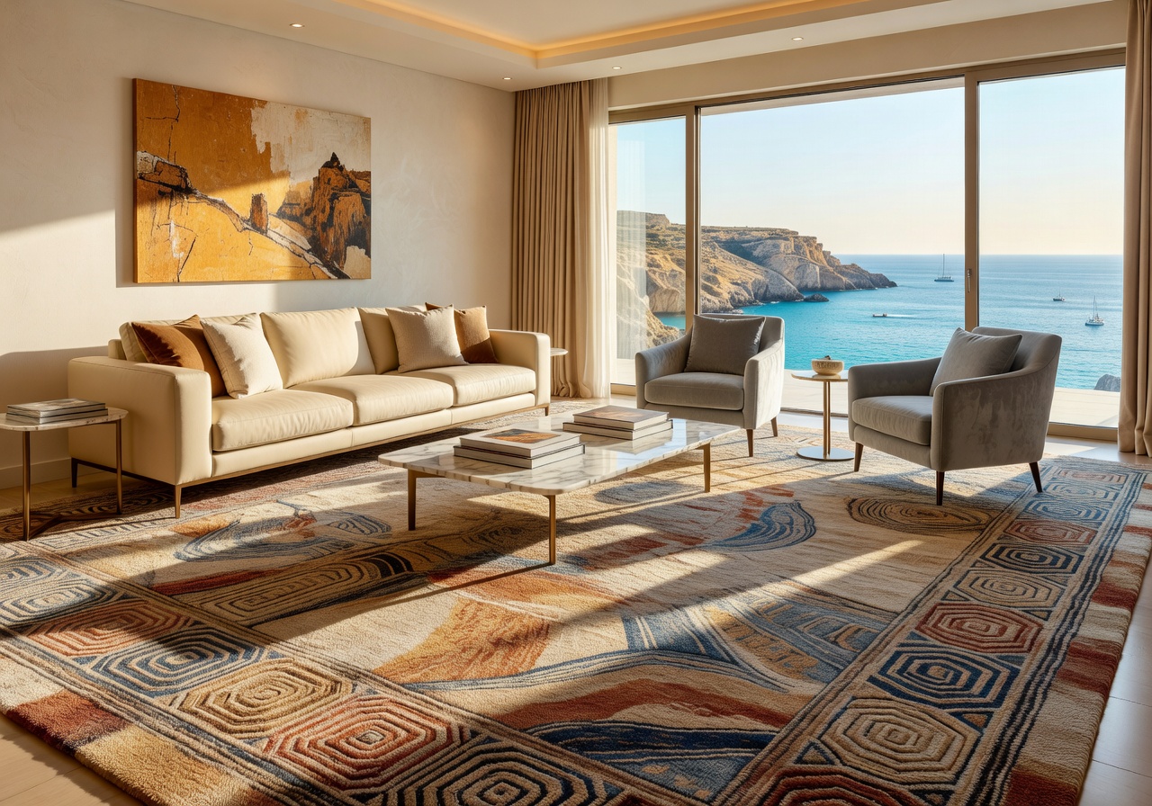 Luxury living room featuring a premium textured carpet in Malta