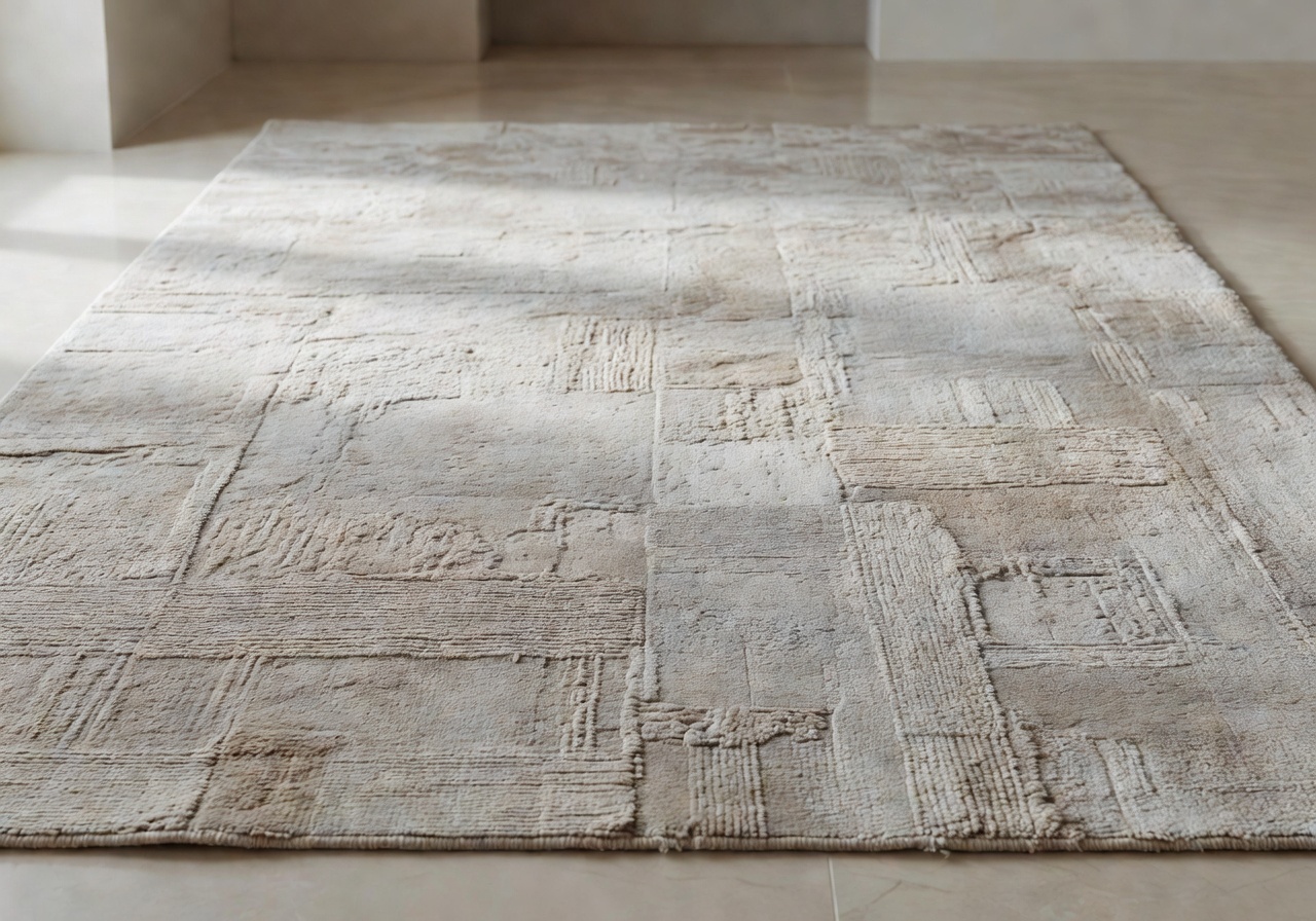 Mdina Stone textured neutral rug
